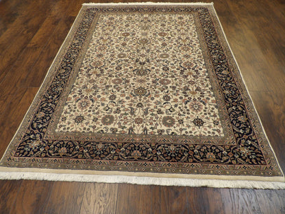 Back of hand-knotted Kashan rug showing construction