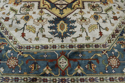 Tribal Indo Heriz rug border detail