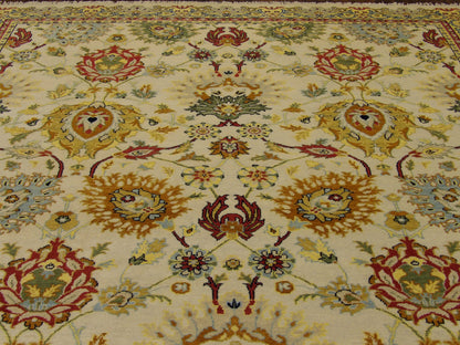 Wool texture close-up, gold and ivory Ziegler rug