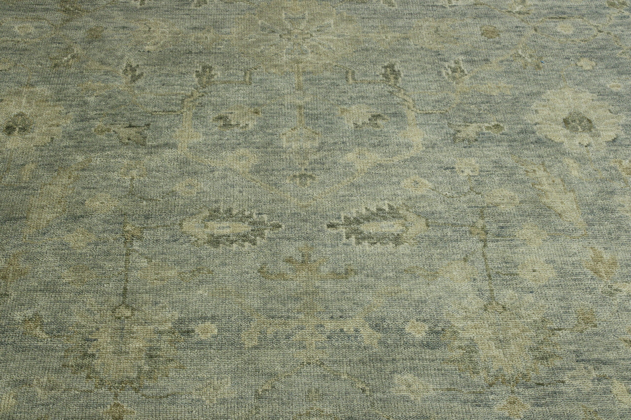 Oushak Ziegler hand-knotted wool rug in Gray & Beige, full view