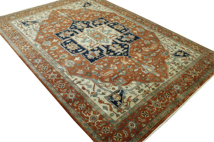 Tribal Heriz rug border detail