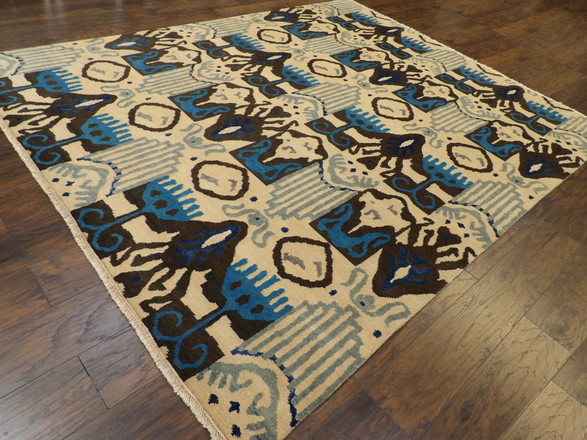 Transitional Ikat Design rug border detail