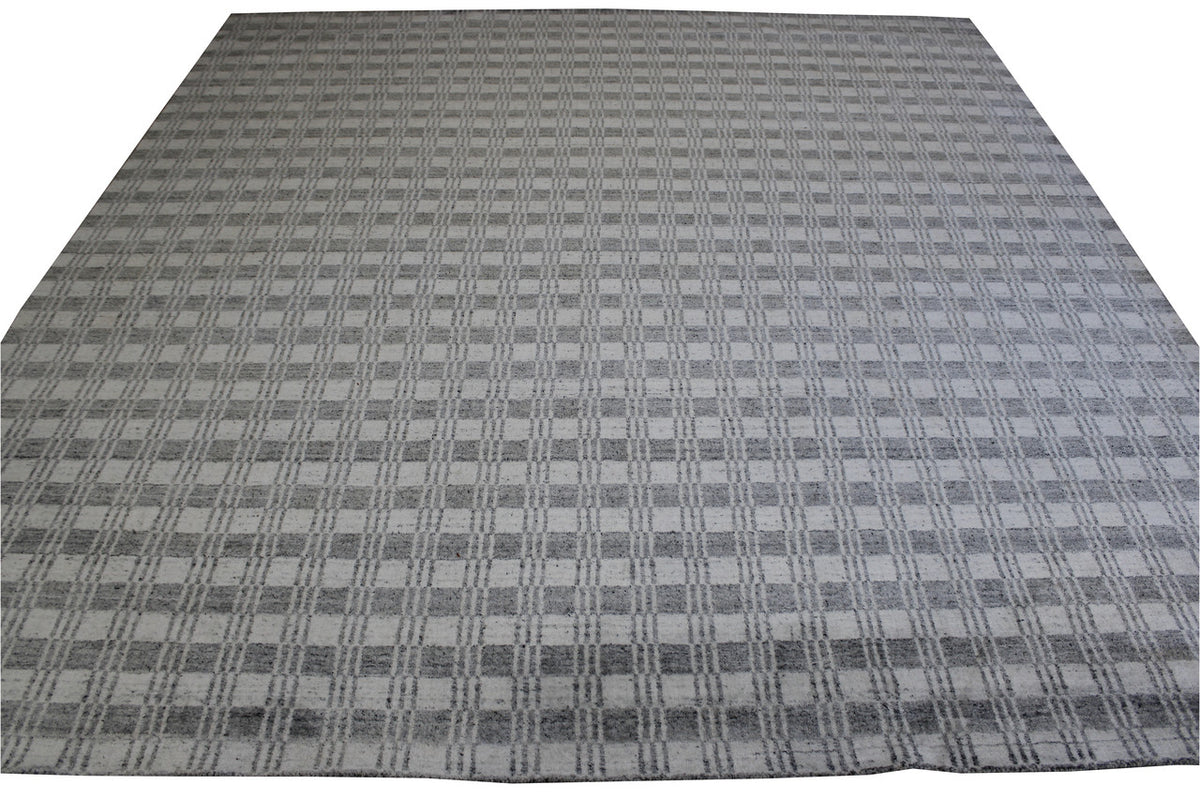 Close-up of wool pile, Gray & White rug