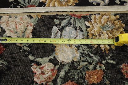 Full view of Transitional Antique Floral Needlepoint rug