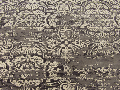 Modern Oxidized Broken Mosaic Design Carved rug border detail