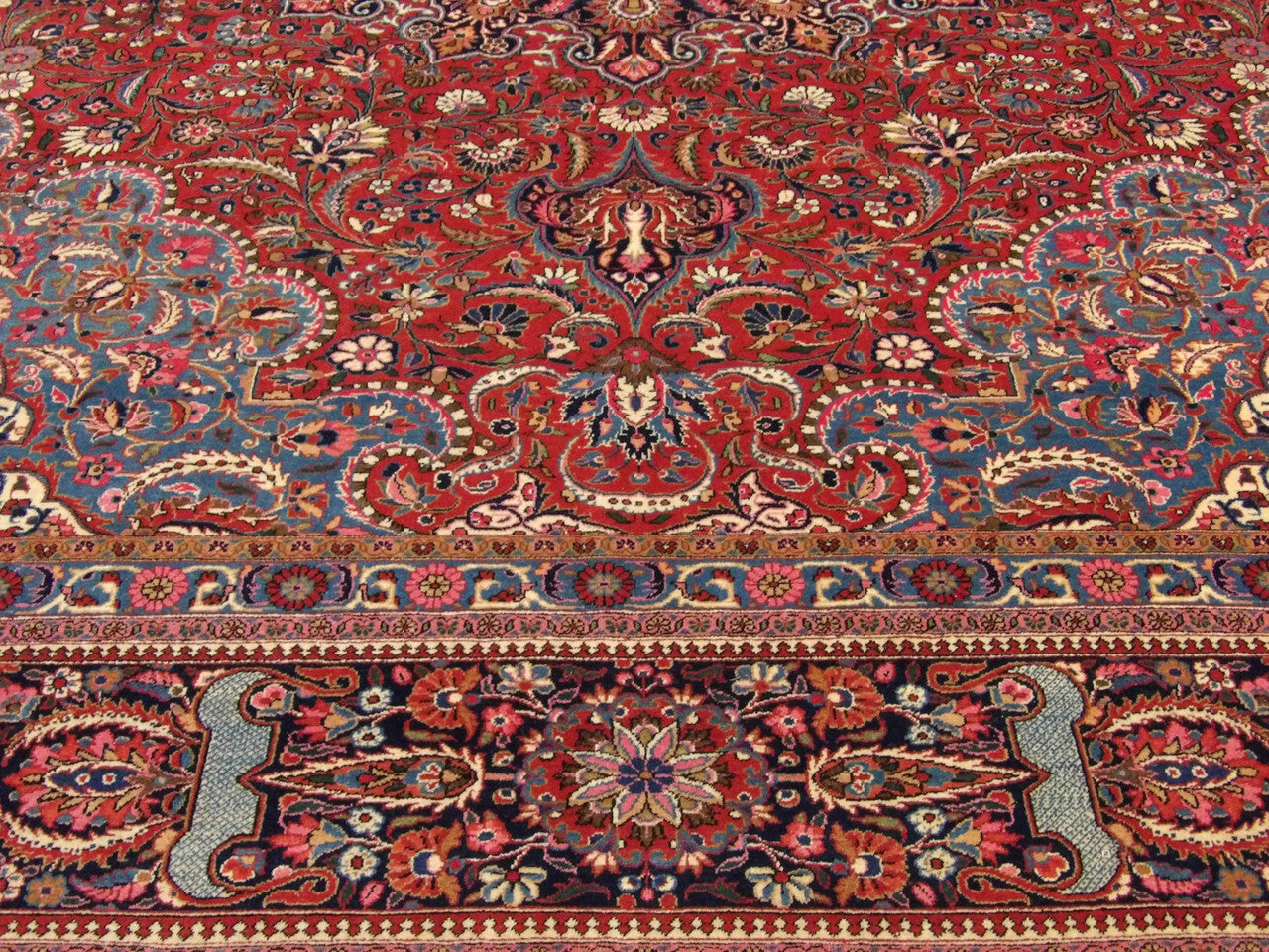 Full view of antique Persian Tabriz rug