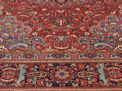 Full view of antique Persian Tabriz rug