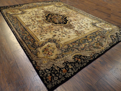Abusson Traditional hand-knotted wool rug in Black, 8'10" x 11'10", SKU con1