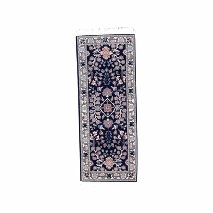 Persian Farahan hand-knotted wool rug in Blue & Beige, full view
