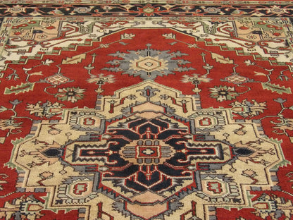 Back of Tribal Heriz hand-knotted rug
