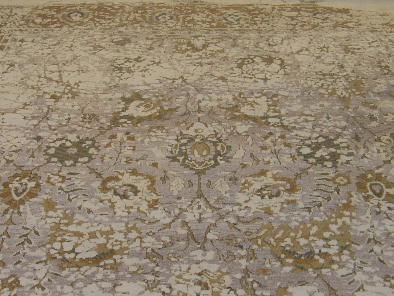Back of transitional hand-knotted rug