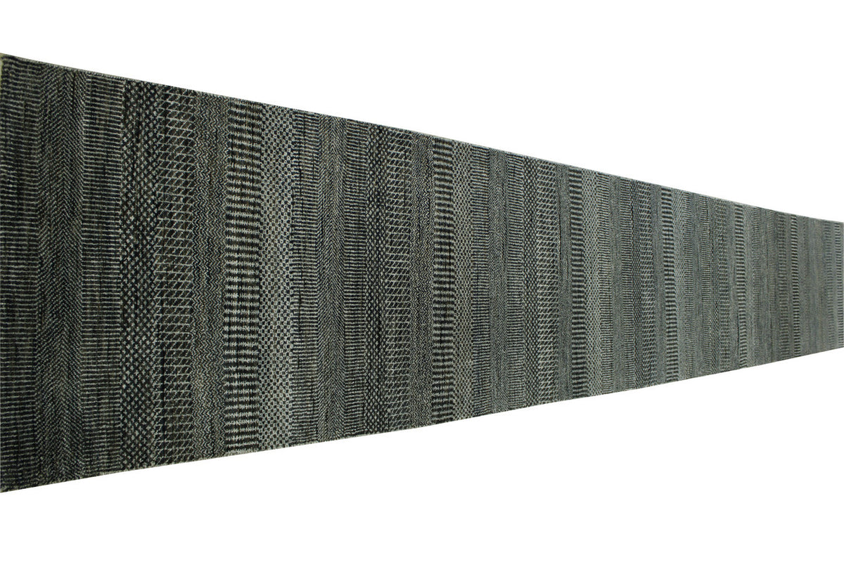 Close-up of wool-silk pile, Blue & Gray rug