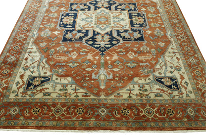 Close-up of wool pile, Beige & Rust rug