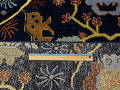 Blue & Rust Colorful Modern Rich Ziegler Design rug in room setting