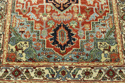 Back of Tribal Heriz hand-knotted rug