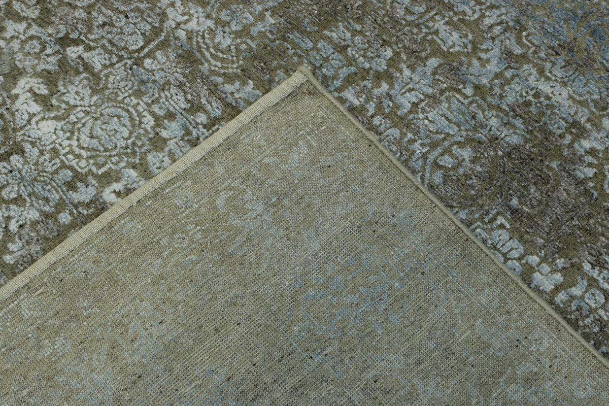Back of Transitional Abstract Broken Design hand-knotted rug