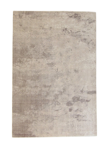 Modern Abstract Design hand-knotted silk rug in Beige & Purple, full view