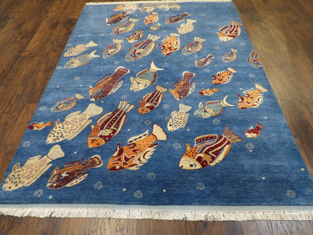 Natural Coastal Fish Design rug corner detail