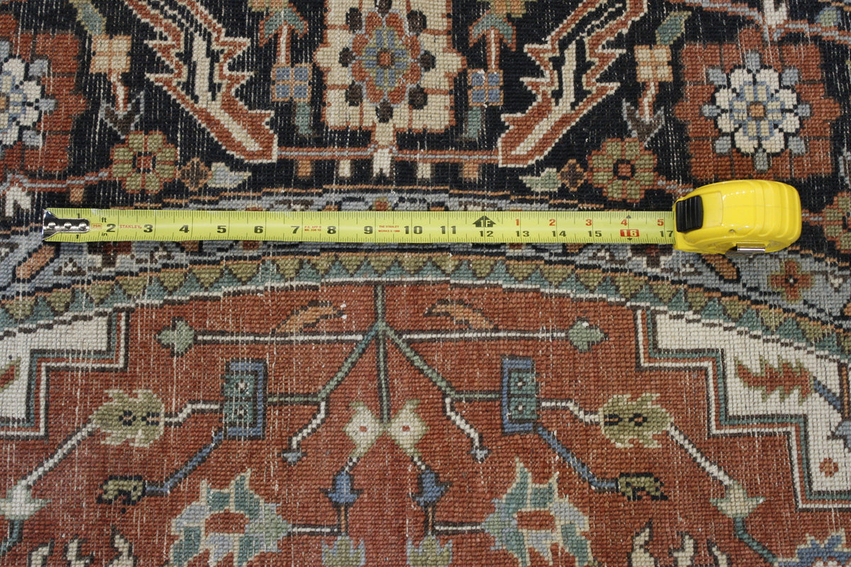 Blue & Rust Tribal Fine Sherapi rug in room setting