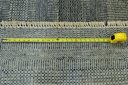 Blue & Gray Modern Grass Design rug in room setting