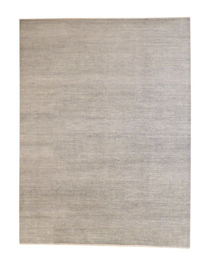 Modern Grass Design hand-knotted wool rug in Gray, full view