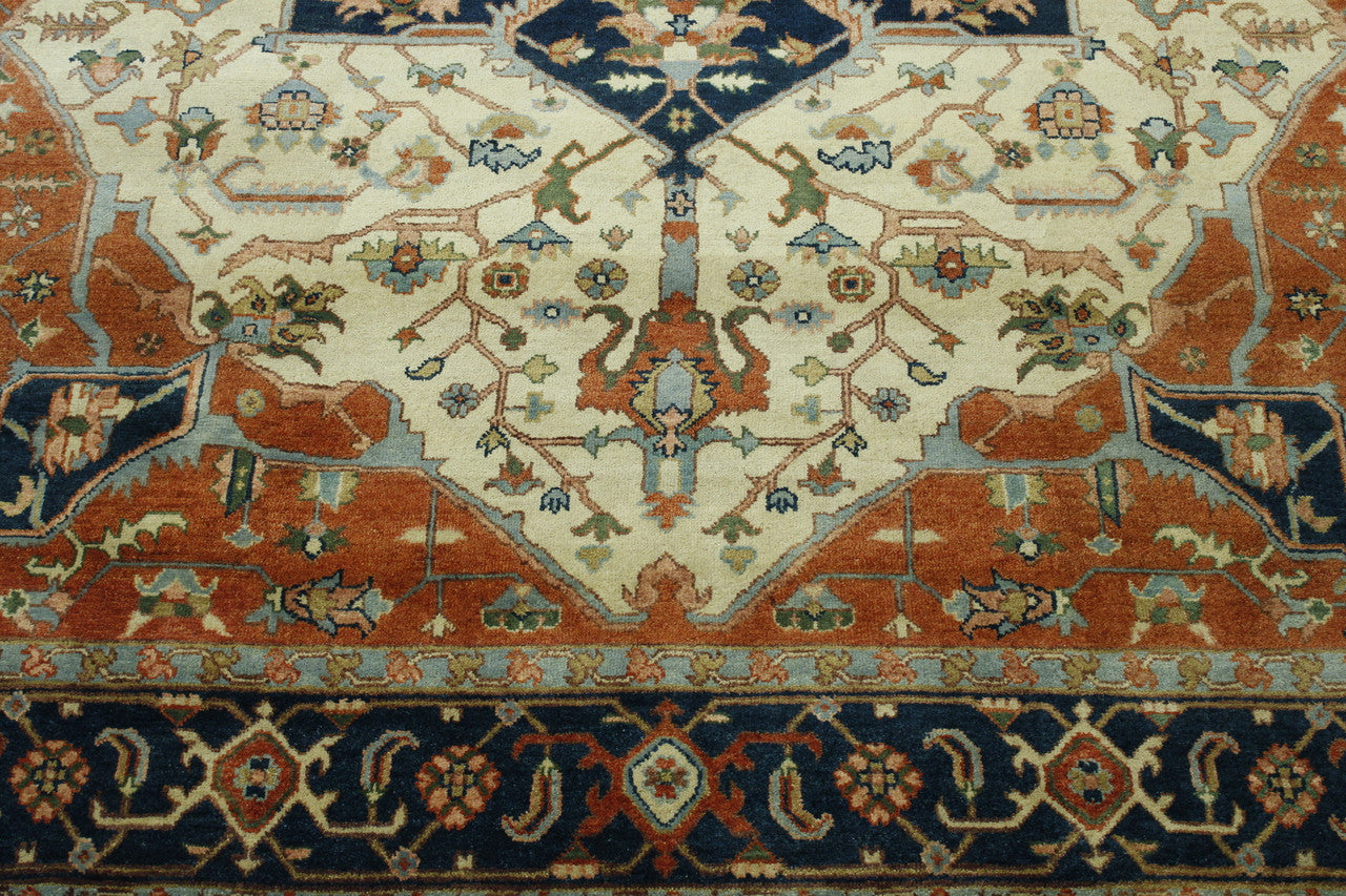 Full view of Tribal Heriz rug