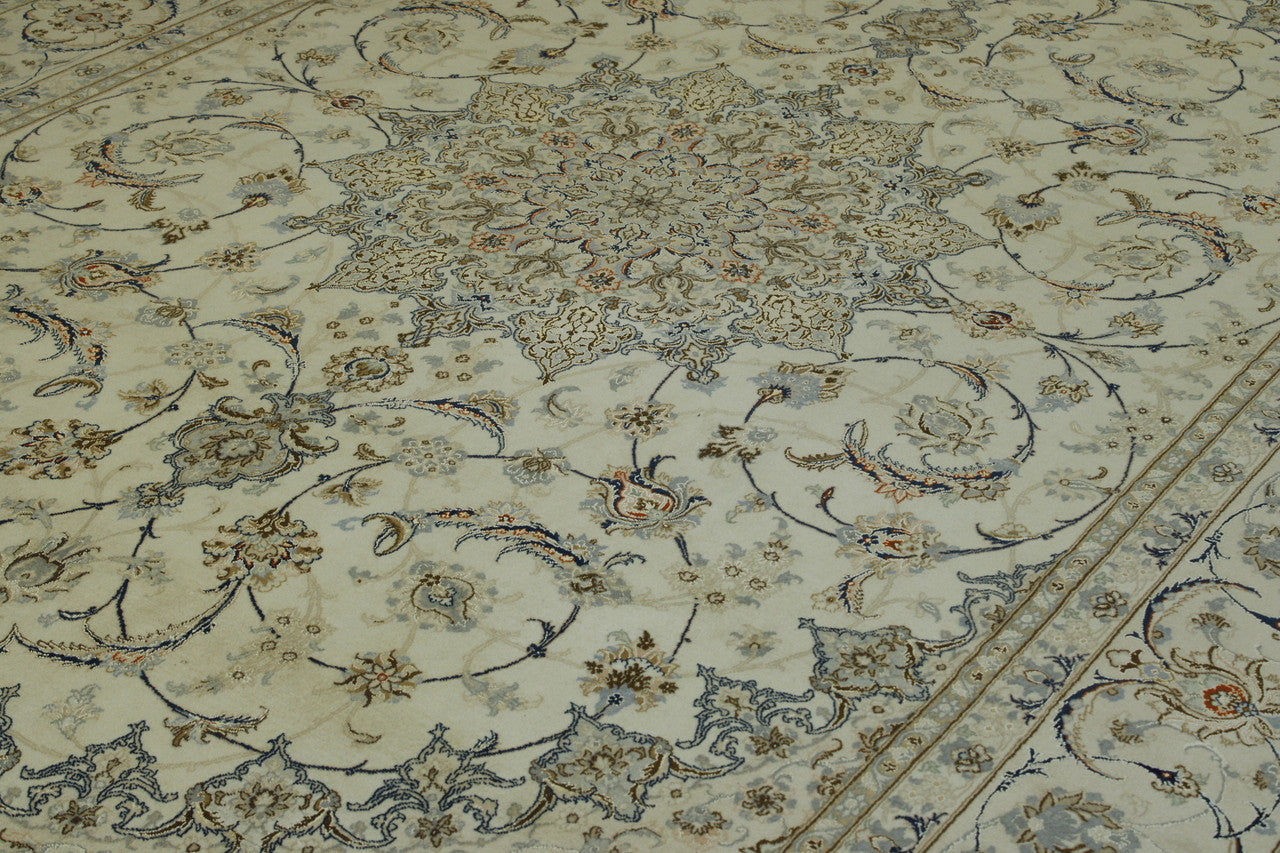 Back of Traditional Super Fine Nain hand-knotted rug