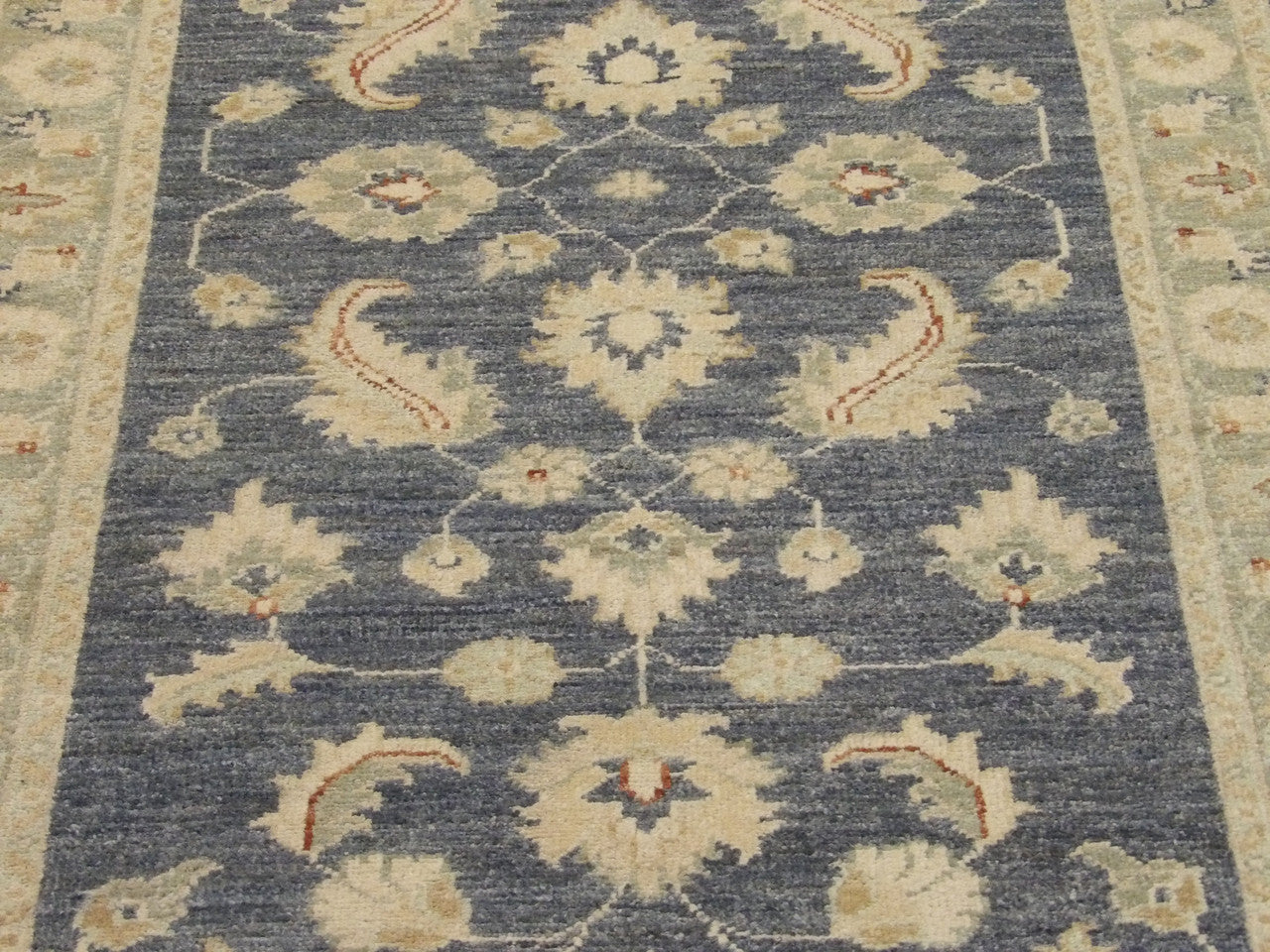 Back of Oushak Chobi Natural Dye hand-knotted rug
