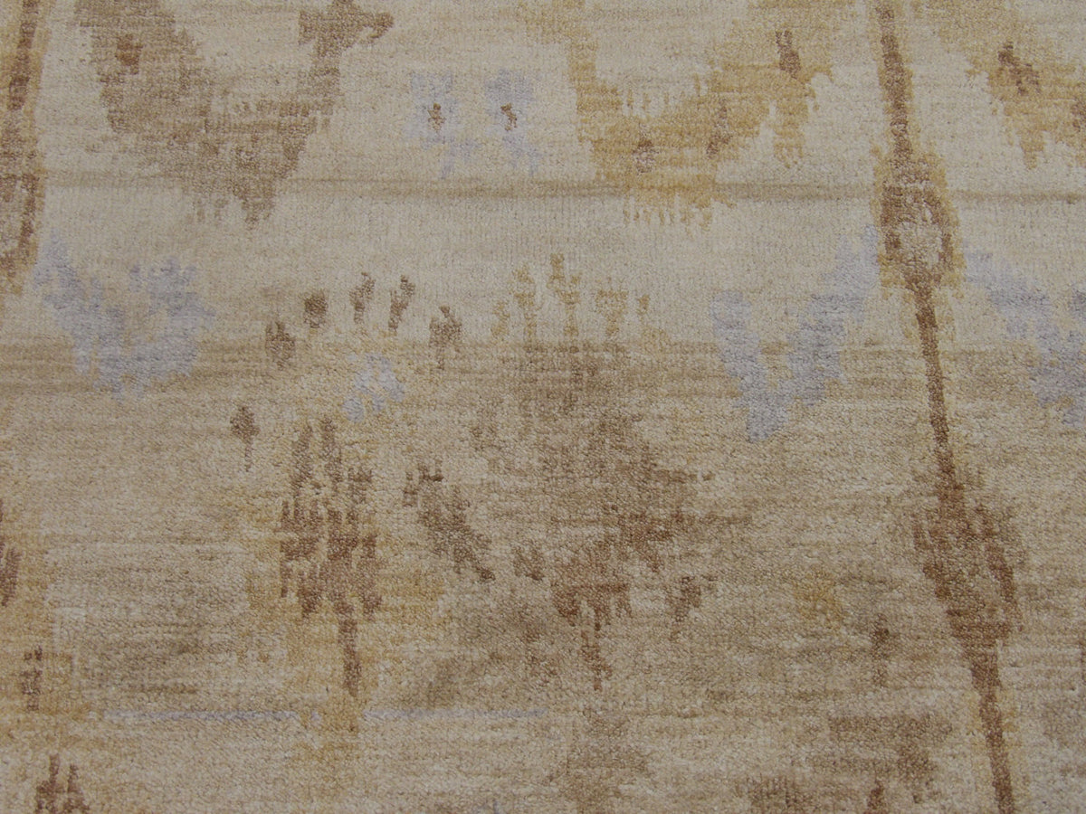 Back of Modern Ikat hand-knotted rug