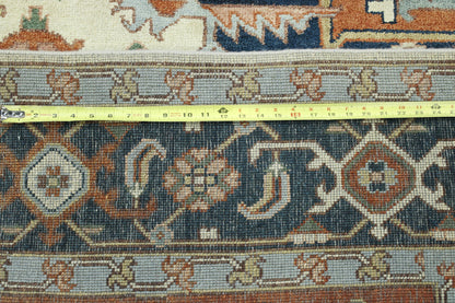 Close-up of wool pile, Blue & Beige rug
