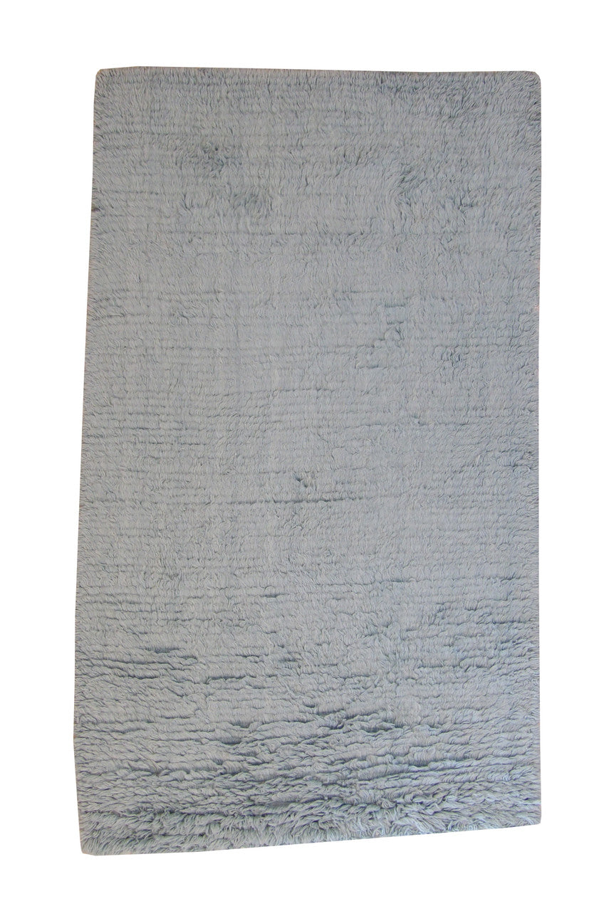 Modern Shaggy hand-knotted wool rug in Teal, full view