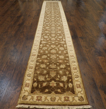 Kashan Oushak / Peshawar hand-knotted wool runner in Brown, 2'9" x 15'10", SKU W1160