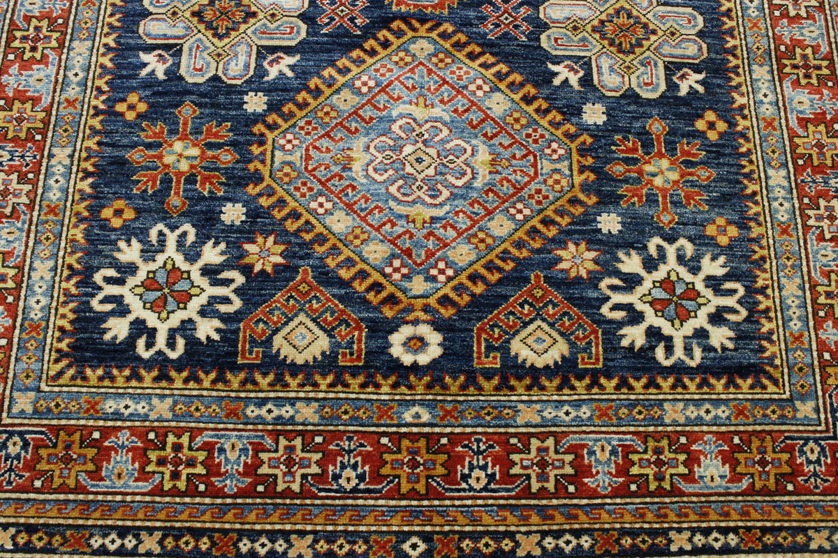 Close-up of wool pile, Blue & Red rug