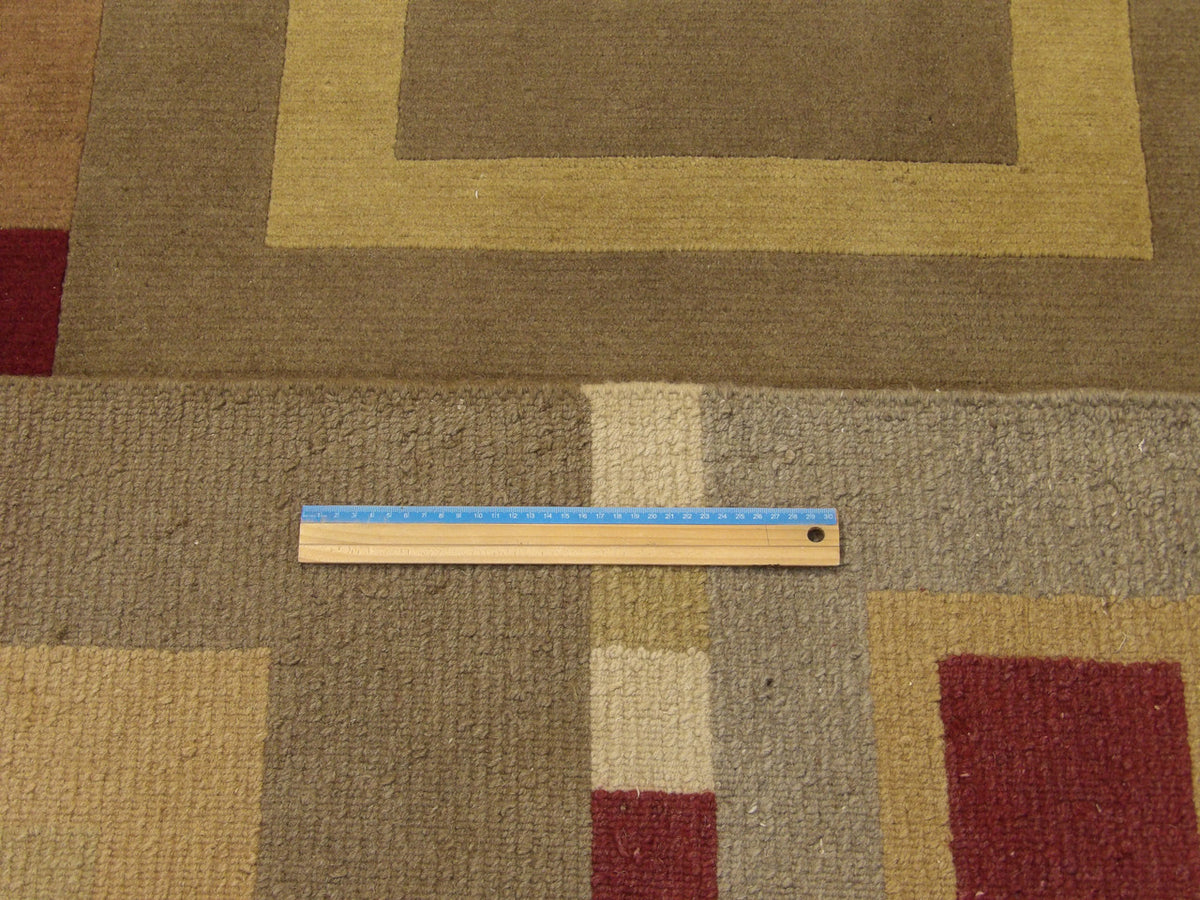 Brown & Red Modern Geometrical Design rug in room setting