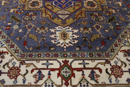 Tribal Indo Heriz rug border detail