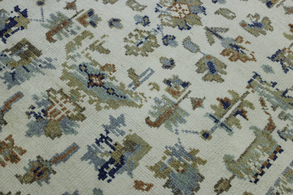 Close-up of silk pile, Rust & White rug
