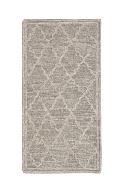 Modern Gemotrical Design hand-knotted wool rug in Gray, full view