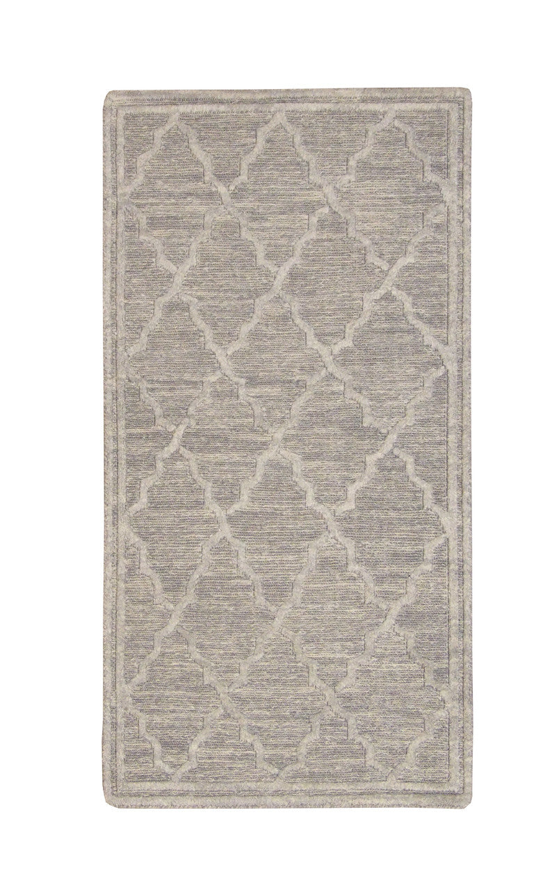 Modern Gemotrical Design hand-knotted wool rug in Gray, full view