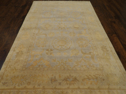 Close-up of wool pile, Blue & Beige rug