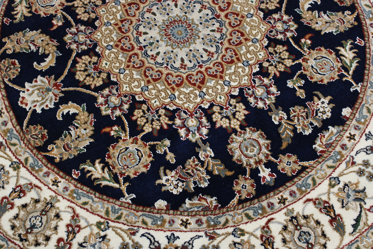 Close-up of wool pile, Blue & Beige rug