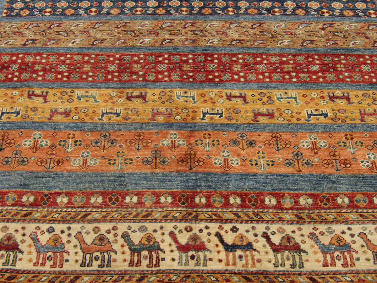 Khorasan rug border detail, blue and ivory