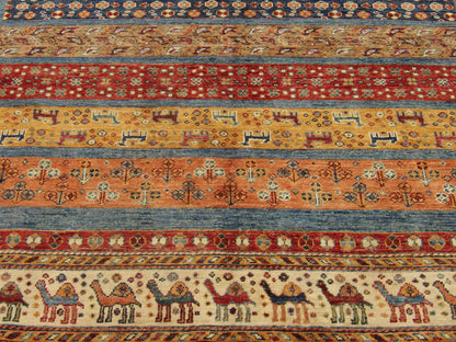 Khorasan rug border detail, blue and ivory