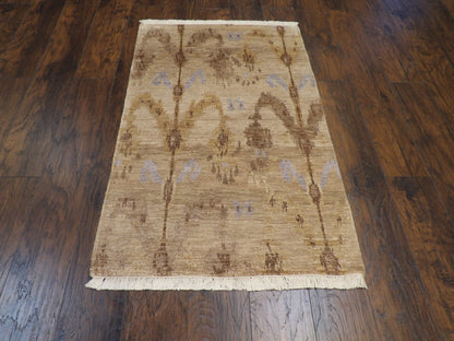Close-up of silk pile, Brown & Beige rug