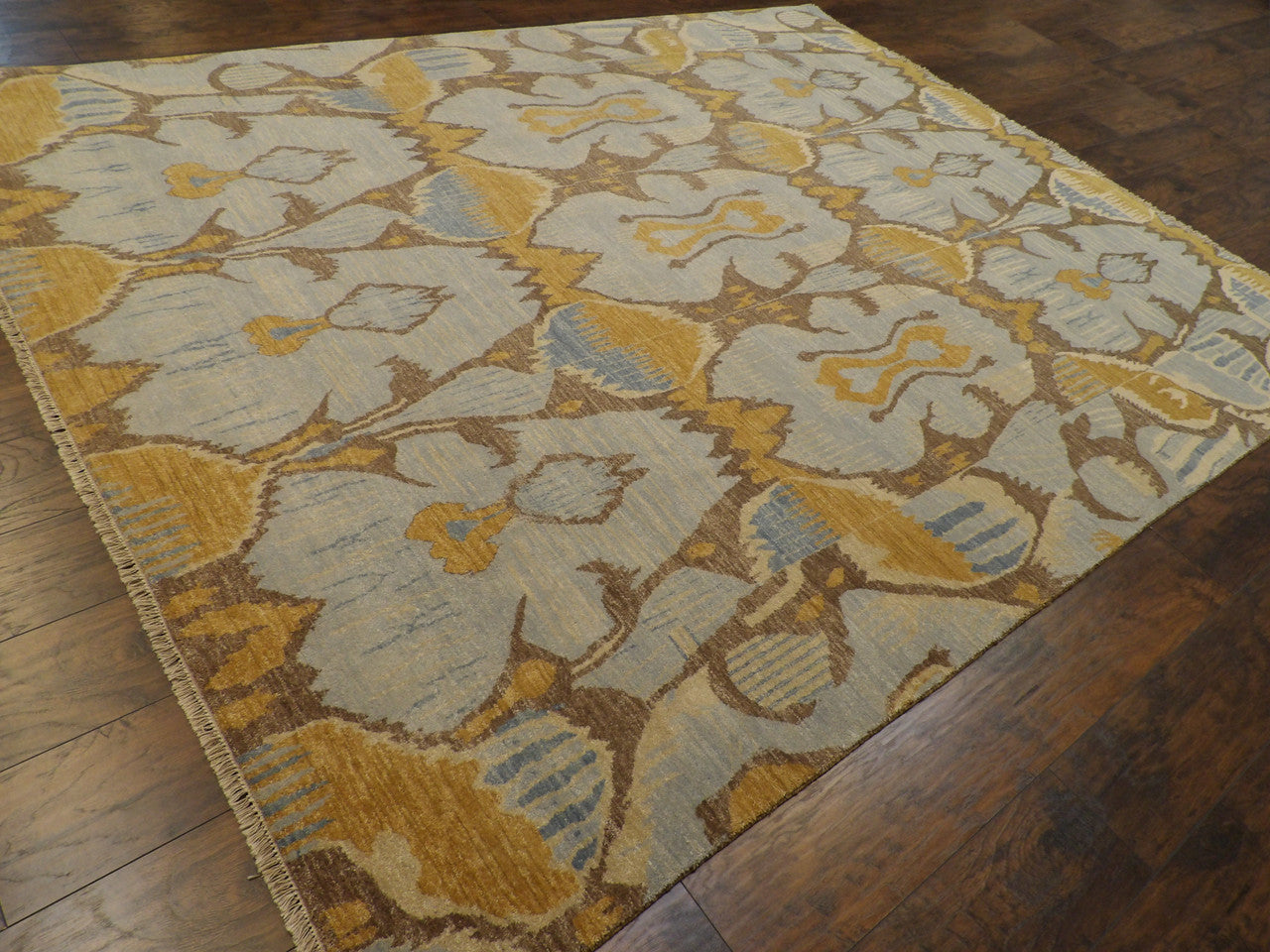 Ikat pattern detail, brown rug