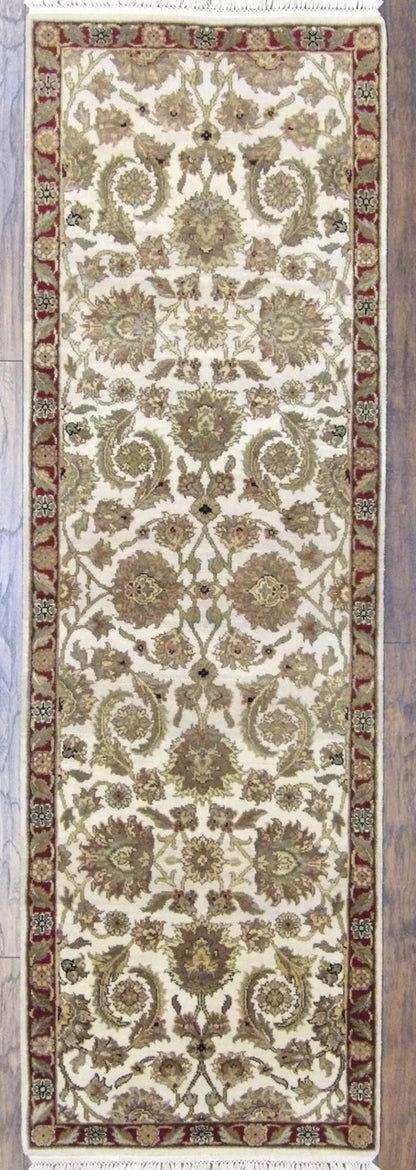 Jaipur Kashan hand-knotted wool rug in Beige & Red, full view