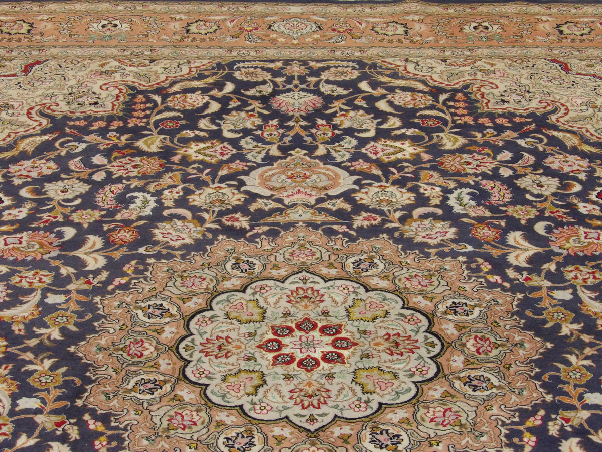Back of Persian Qum hand-knotted rug