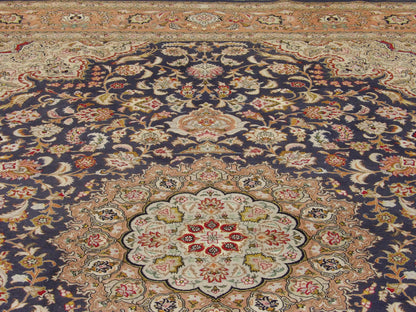 Back of Persian Qum hand-knotted rug