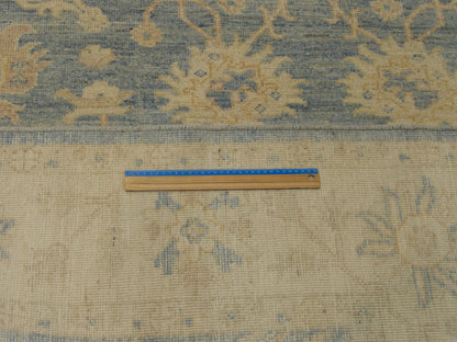 Oushak Bamiyan Wash Hand-Knotted Wool Rug in Blue & Beige — 6'0" x 9'0" | SKU w725