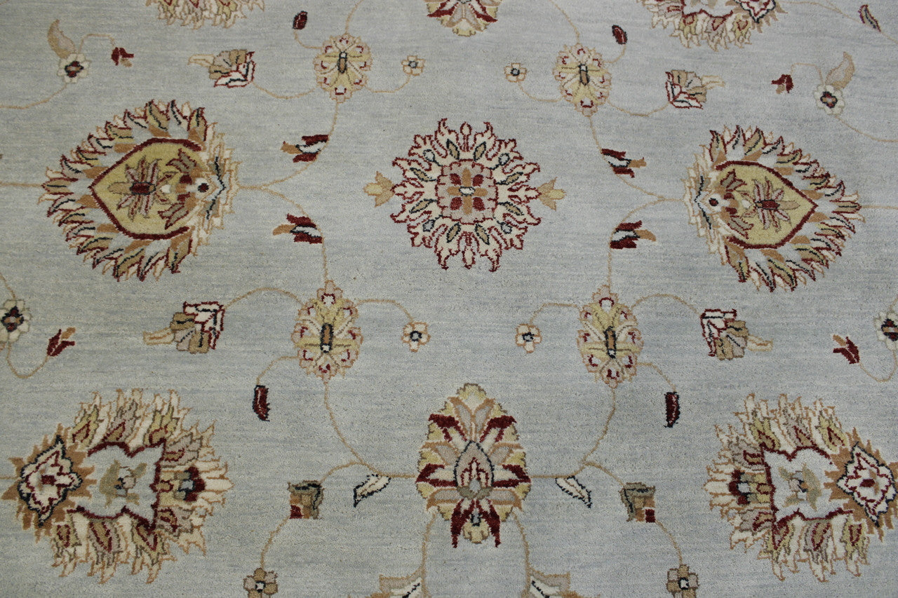 Back of Oushak Indo Agra Chobi hand-knotted rug