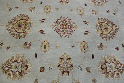 Back of Oushak Indo Agra Chobi hand-knotted rug